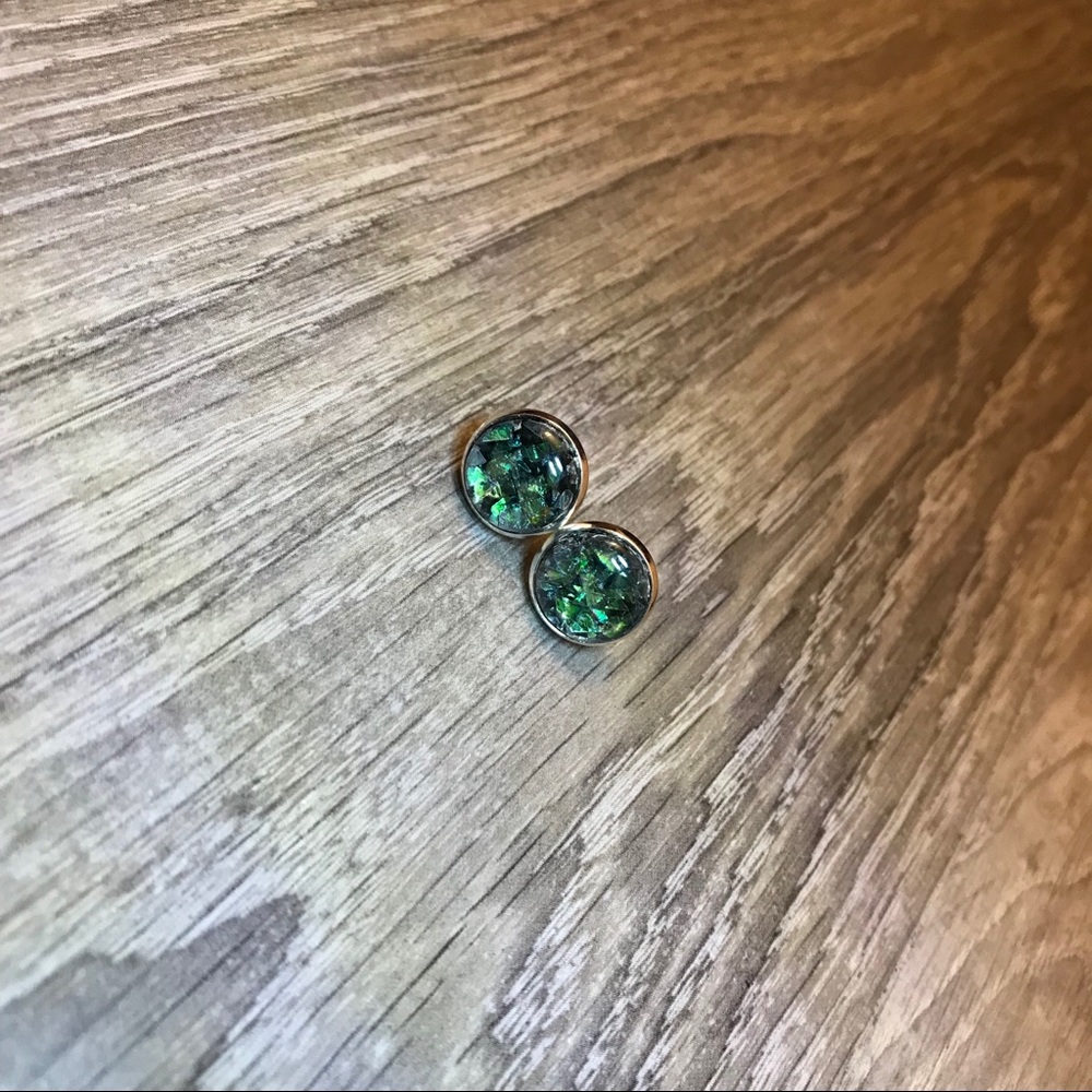 Black Opal w/Silver Stud Earrings